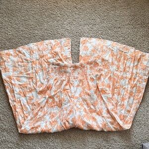 Orange and White tropical print pants